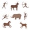 vector graphic illustration with ancient cave painting