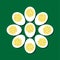 Vector Graphic Illustration, Deviled egg isolated on green background, Suitable For Icons, Symbols, Logos, posters, banners, backg