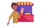 Vector Graphic Illustration of Indian Street Vendor.