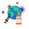 vector graphic illustration of injections and vaccines that protect the world