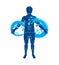 Vector graphic illustration of muscular human, mystic Poseidon c