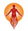 Vector graphic illustration of muscular human, self. The sun God