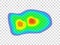 Vector graphic of infrared rays with hot spots spectrum on transparent background. Concept design for Mapping of predicted