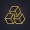 Vector graphic optical illusion / geometric cube symbol for your company in gold