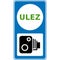 Vector graphic road sign for the ULEZ (Ultra low emission zone) and a radar camera to enforce the charging
