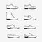 Vector graphic set icons of flat classical men\'s shoes.