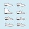 Vector graphic set icons of flat classical men\'s shoes.