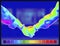 Vector graphic of Thermographic image of holding hands on blue blurred background. Holding hands showing different temperatures in