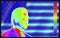 Vector graphic of Thermographic image of a man face showing different temperatures on blurred background.