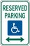 Vector graphic of a usa Reserved Wheelchair Parking MUTCD highway sign. It consists of the wording Reserved Parking and a