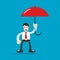 Vector graphic Young entrepreneurs carry umbrellas flat design