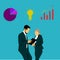 Vector graphics illustration of two business people negotiating and planning their business. Fit for a businessman who meetings fo