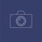 Vector graphics. Line icon on a blue background, camera