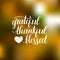 Vector Grateful Thankful Blessed lettering on blurred background.