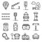 Vector gray line city amenities icons set