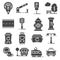 Vector gray line city amenities icons set