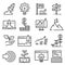 Vector gray linear startup icons set. Startup basic UI elements set