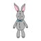 vector gray rabbits doll toys with bows and eyes with buttons Background for nursery, children\\\'s things, fabrics, prints.