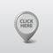 Vector gray round 3D click here pointer - button