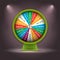 Vector Green 3D Spinning Fortune Wheel, Realistic Style