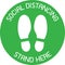 Vector of Green CAUTION Practice Social Distancing sign and symbols for People stand in designated areas