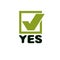 Vector green checkbox with yes word. Confirmation symbol isolate