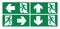 Vector Green emergency exit sign for the way to escape. Fire exit in the building symbol.