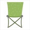 Vector green foldable chair icon isolated on white background. Cute tourist sitting place for rest or fishing. Camping portable