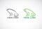 Vector of green frogs and black frog on white background. Amphibian. Animal. Frog logo or Icon. Easy editable layered vector