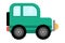 Vector green jeep car. Funny off-road automobile