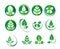 Vector green leaf set round circle, ecology, nature, environment, organic icons, business logo graphics