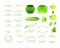 Vector Green Natural Frames, Watercolor Spots, Leaves, Design Elements Isolated on White Background, Blank Borders.