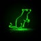 Vector green neon standing rat on hind legs. Rat as a symbol of New Year.