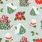 Vector Green Red Holiday Gingerbread Houses