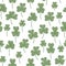 Vector green seamless background with clover leaves. Hand drawn flat simple trendy illustration with shamrock leaves. Repeating