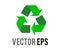 Vector green universal recycling symbol icon, three arrows pointing clockwise in a triangular formation