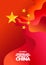 Vector greeting card for National Day of the People\'s Republic of China, October 1. Red flag and gold stars