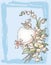 Vector greeting card with sketch easter egg and bouquet lilies-of-the-valley