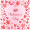 Vector greetings card with hearts and inscription Valentine`s day