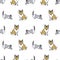 Vector Grey and brown Origami Cats seamless background pattern