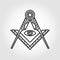 Vector grey masonic freemasonry emblem icon