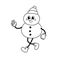 Vector groovy retro cartoon outline snowman