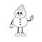 Vector groovy retro cartoon outline snowman