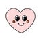 Vector groovy retro pink heart with face