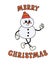 Vector groovy snowman with merry Christmas text