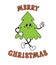 Vector groovy tree with merry Christmas text