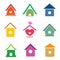 Vector group of bird houses