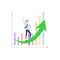 Vector Growth Chart Graphic with Cartoon Businessman on Green Increasing Arrow, Illustration of Business Success and