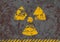 Vector grunge illustration of radiation sign