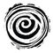 Vector grunge organic ink textured spiral . Abstract swirl motion brush stroke.